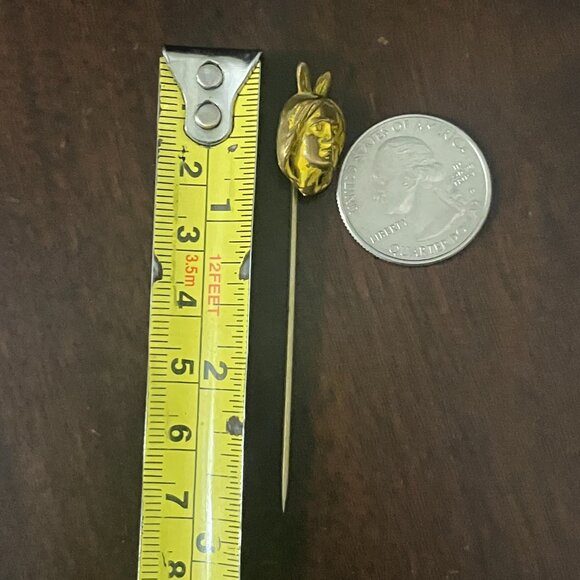 Antique Yellow Painted Native American Man Stick / Hat / Tie Pin - Picture 7 of 7